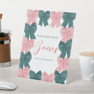 Signe De Table Bow rouge et vert/ Baby shower Combien de vaches