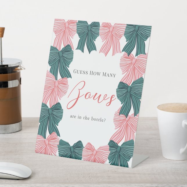 Signe De Table Bow rouge et vert/ Baby shower Combien de vaches (In SItu)