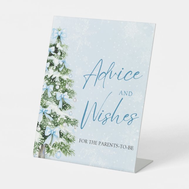 Signe De Table Bows Christmas Tree Baby Shower Advice and Wishes (Recto)