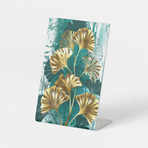 Signe De Table Branch with Golden Leaves Ginko Biloba