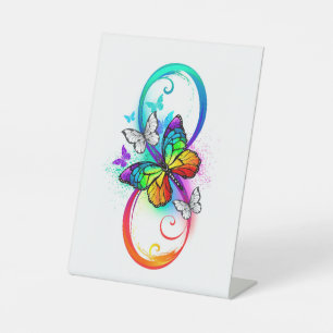 Signe De Table Bright infinity with rainbow butterfly
