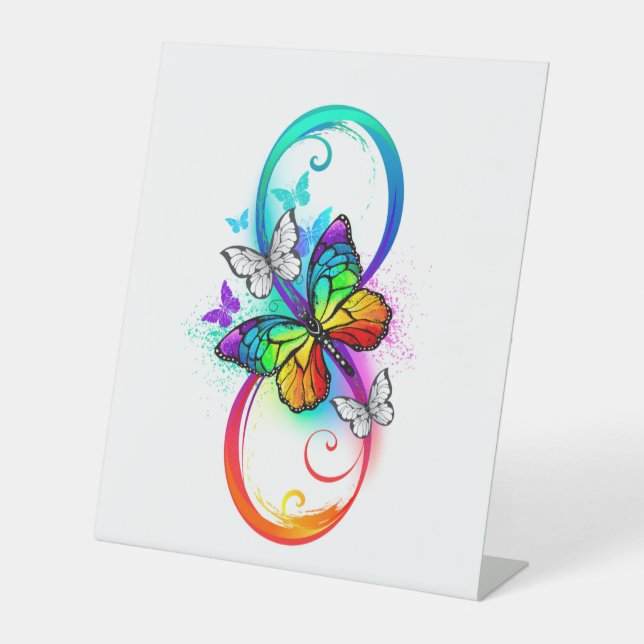 Signe De Table Bright infinity with rainbow butterfly (Recto)