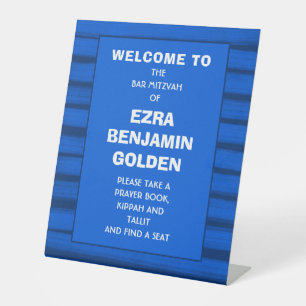 Signe De Table Brochures Bleu Barre Bat mitzvah PERSONNALISÉ