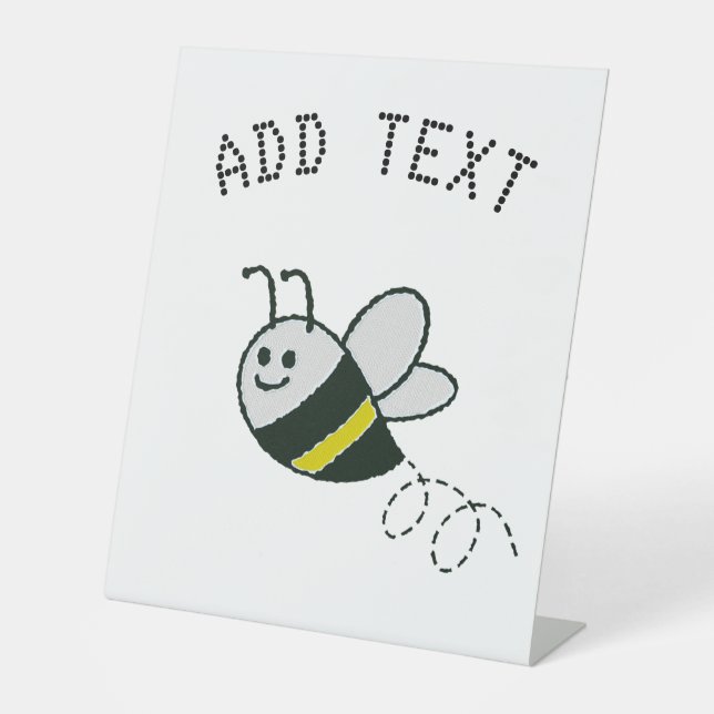 Signe De Table Broderie Imprimer Baby shower d'abeille mignonne (Recto)