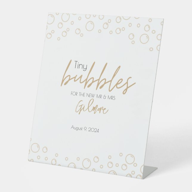 Signe De Table Bubbles Envoyer off Gold et Black Mariage (Recto)