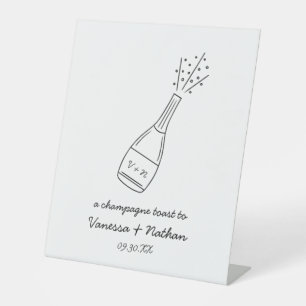 Signe De Table Bubbly Popping Champagne Bouteille Mariage Whimsic