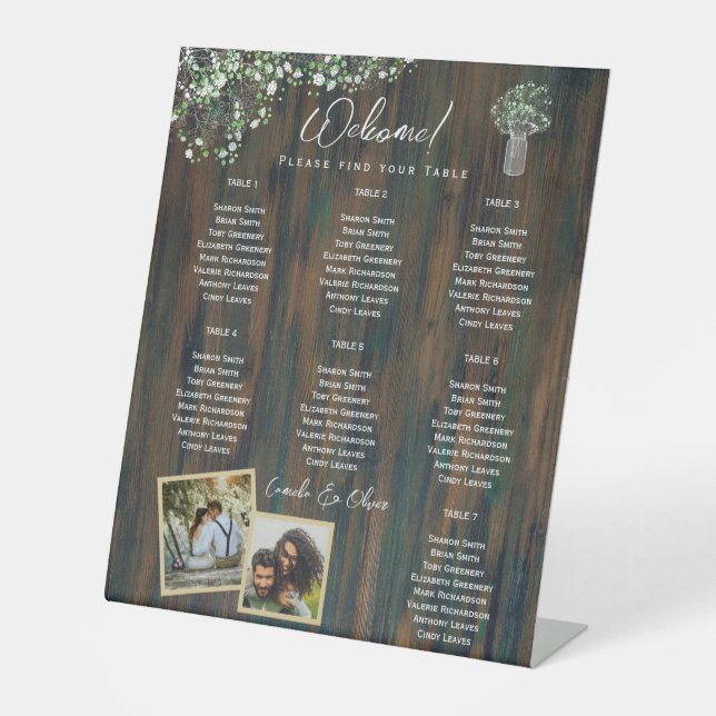 Signe De Table BUDGET 7 Tableau Sièges Rustiques Gypsophila (Recto)