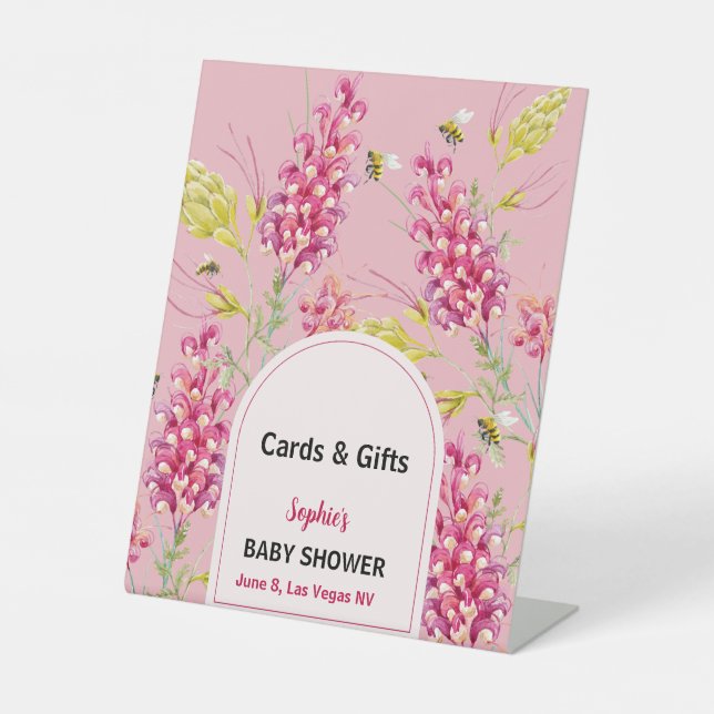 Signe De Table Bumble Bee Pink Florals Cards & Gift Sign  (Recto)
