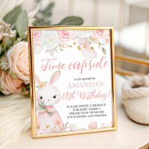 Bunny 1st Birthday Time Capsule Sign