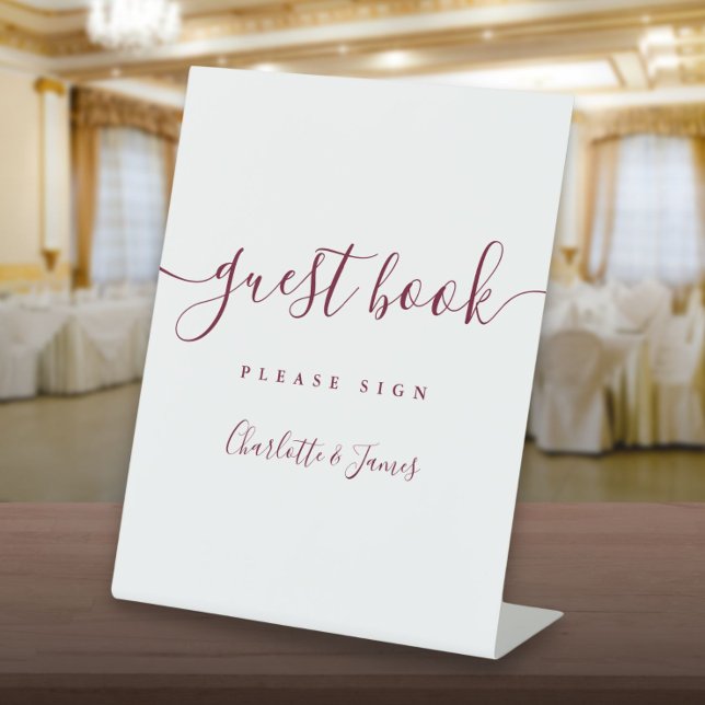 Signe De Table Burgundy Cic Signature Script Livre d'or (Burgundy Cic Signature Script Guest Book Pedestal Sign)