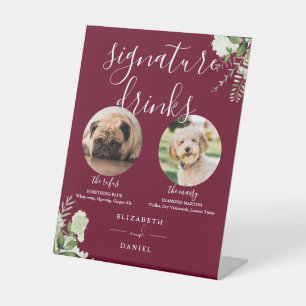 Signe De Table Burgundy Mariage Animaux de compagnie Signature Bo