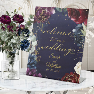 Signe De Table Burgundy Navy Bienvenue À Notre Mariage II