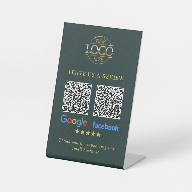 Signe De Table Business Logo Google & Facebook Reviews QR Code (Recto)