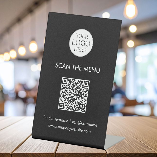 Signe De Table Business Logo Menu QR Code Modern Minimalist (In situ)