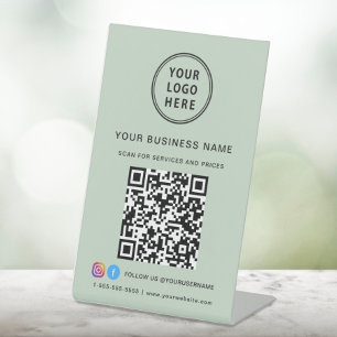 Signe De Table Business Logo Scan Me QR Code Social Media Sage