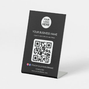Signe De Table Business QR Code Logo Médias sociaux Signal de pié