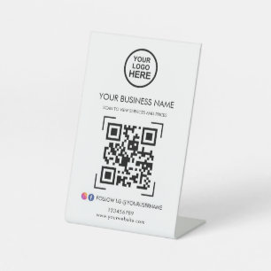 Signe De Table Business QR Code Logo Médias sociaux Signal de pié