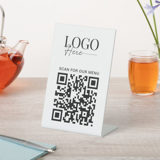 Signe De Table Business QR Code Logo Modern Minimal Simple Menu (In SItu)