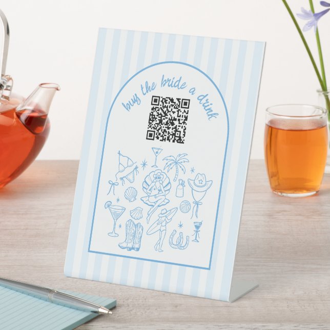 Signe De Table Buy the Bride a Drink Blue Bachelorette Party (In SItu)