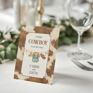 Signe De Table Cadeau de Baby Shower Cowboy Cow Linge de maison W
