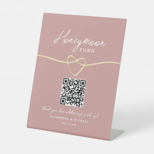Signe De Table Cadeau de Mariage Blush Gold Code QR