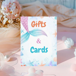 Signe De Table Cadeau et carte Mermaid Baby shower d'anniversaire