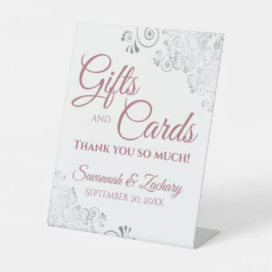 Signe De Table Cadeaux & Cartes de Mariage Frills Argent & Rose D