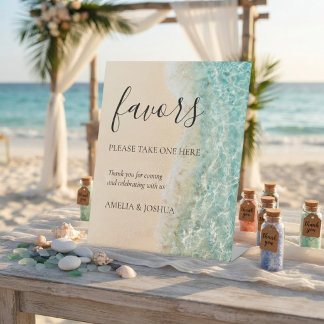 Signe De Table Cadeaux de mariage bleu océan été plage sable blan