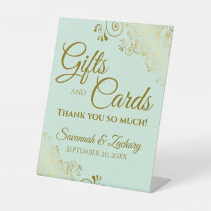 Signe De Table Cadeaux de mariage et cartes Merci Mint Vert & Or