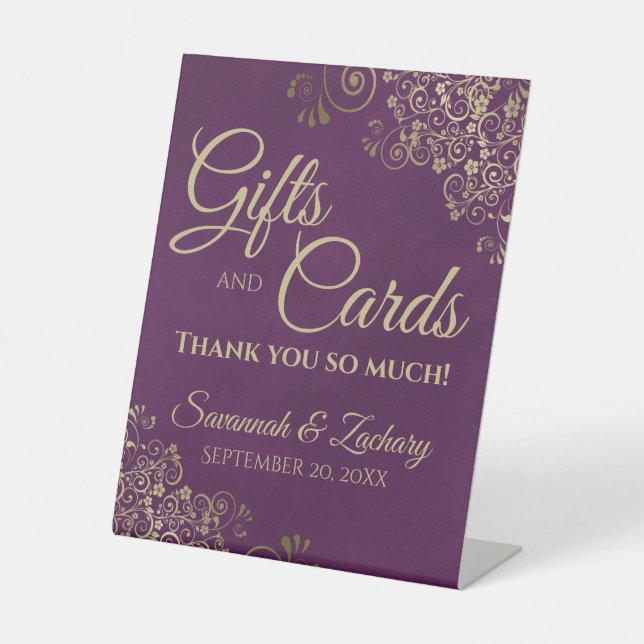 Signe De Table Cadeaux de mariage et cartes Merci Plum Purple & O (Recto)