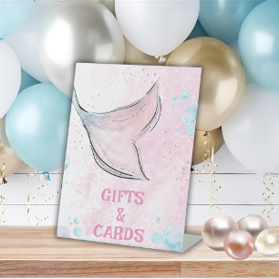 Signe De Table Cadeaux de queue de sirène à l'aquarelle rose et v