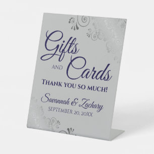 Signe De Table Cadeaux et cartes de mariage Lacy Argent Marine Bl