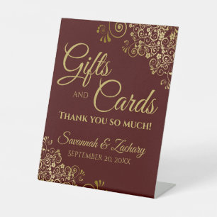 Signe De Table Cadeaux et cartes de mariage Merci Auburn & Gold