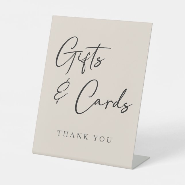 Signe De Table Cadeaux et cartes de mariage sobres beiges (Recto)