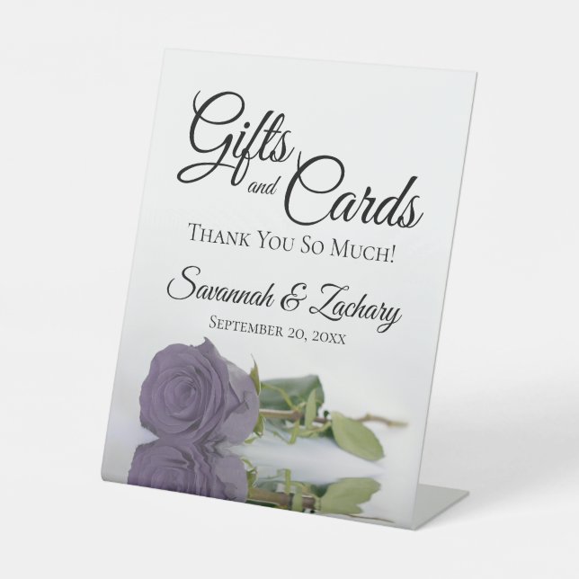 Signe De Table Cadeaux et cartes Dusty Purple Rose Merci (Recto)