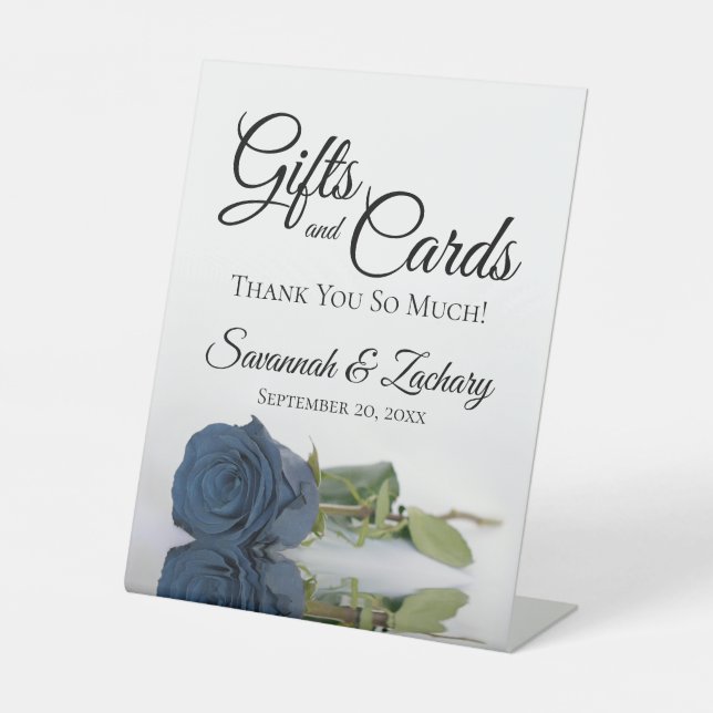Signe De Table Cadeaux et cartes Dusty Steel Blue Rose Merci (Recto)