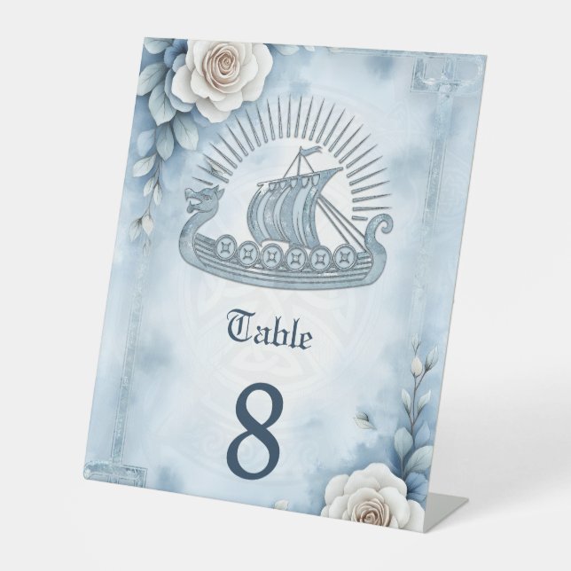 Signe De Table Cadre floral avec Rose et design celtique. (Recto)