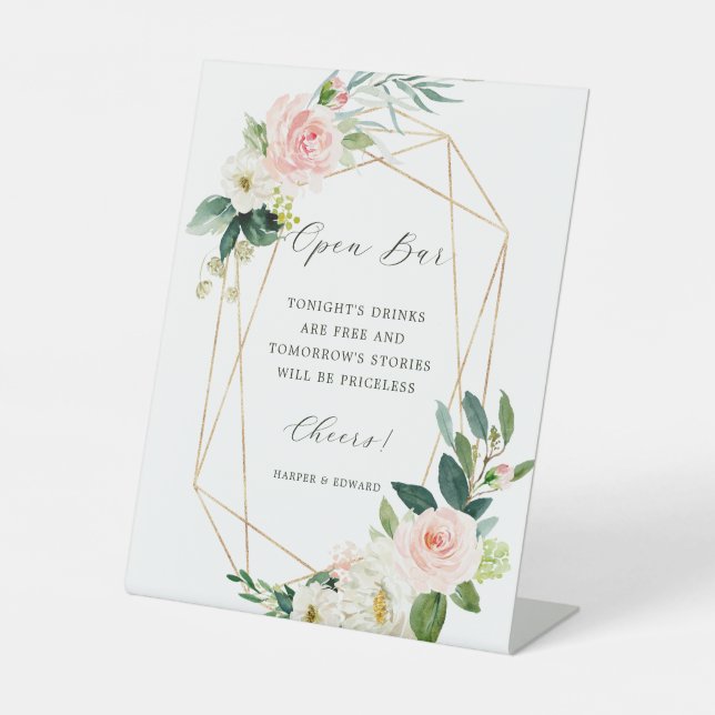 Signe De Table Cadre géométrique Flush White Bloom Gold Open Bar (Recto)