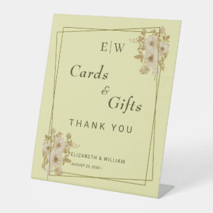 Signe De Table Cadre rose - Mariage jaune céleste Monogramme