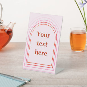 Signe De Table Cadres mignons rose rouge pastel.