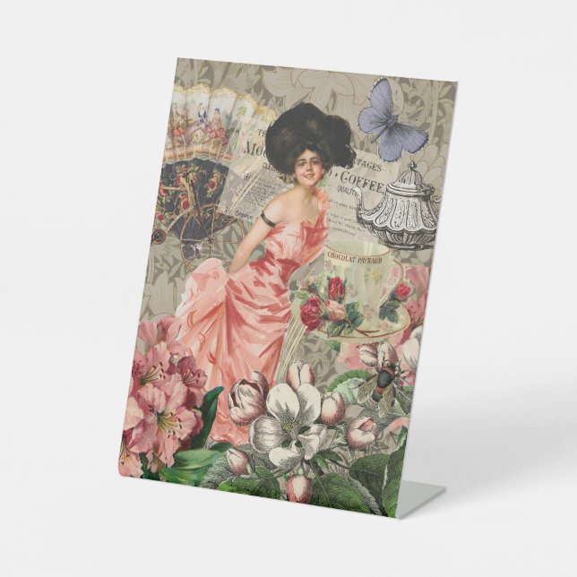 Signe De Table Café Lady Victorian Femme Rose Classy (Recto)