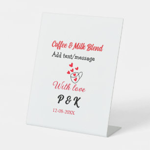 Signe De Table Café & mélange de lait couple café cœur rouge n