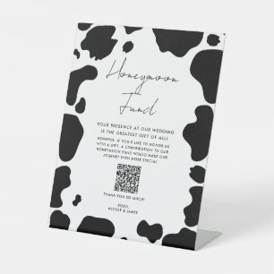 Signe De Table Caisse de la Vache Tachetée Noir Blanc Mariage Lun