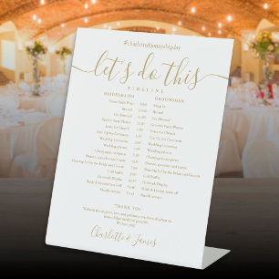 Signe De Table Calendrier de mariage élégant en écriture dorée