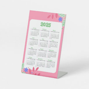 Signe De Table Calendrier du bureau floral 2025
