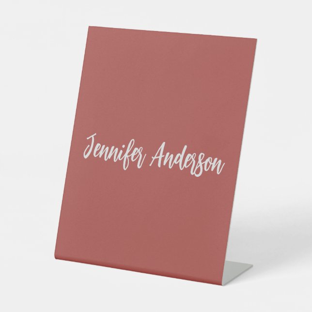 Signe De Table Calligraphie Élégante brique personnalisée Rouge (Recto)
