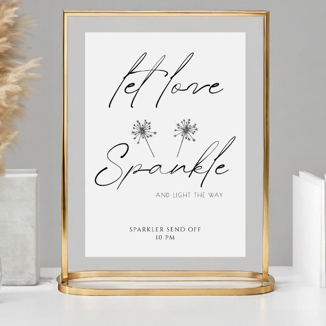 Signe De Table Calligraphie Élégante Laisser l'amour étincelant E (Créateur téléchargé)