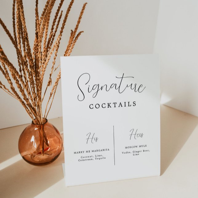 Signe De Table Calligraphie Mariage Signature Cocktail Bar (Créateur téléchargé)