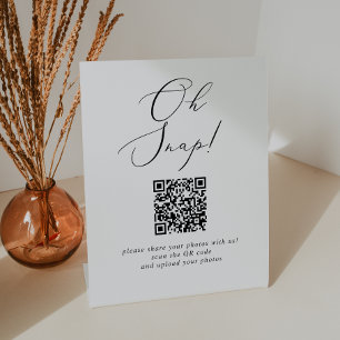 Signe De Table Calligraphie noir délicate Oh Snap QR Code Mariage
