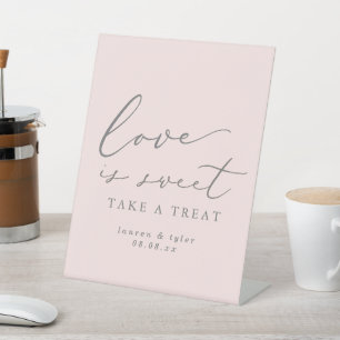 Signe De Table Calligraphie rose L'amour est Mariage doux Dessert